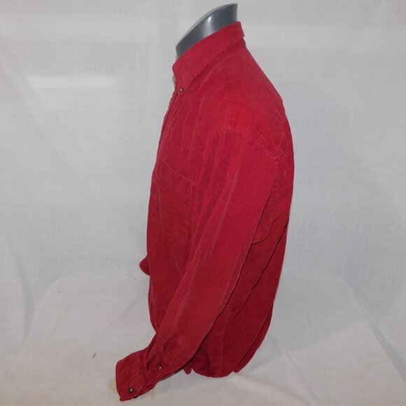 Arrow Mens L Burgundy Red Long Sleeve Button Down Corduroy Shirt - Picture 6 of 9